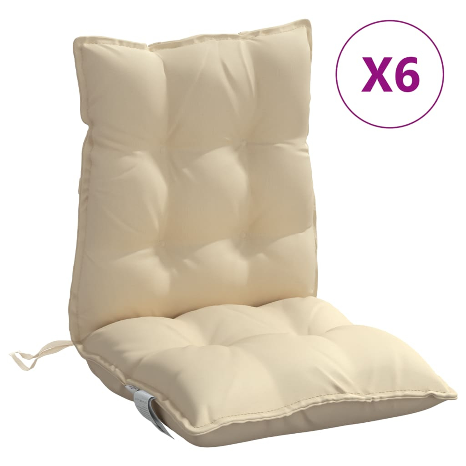 vidaXL Cojines para silla con respaldo bajo 6 uds tela Oxford beige